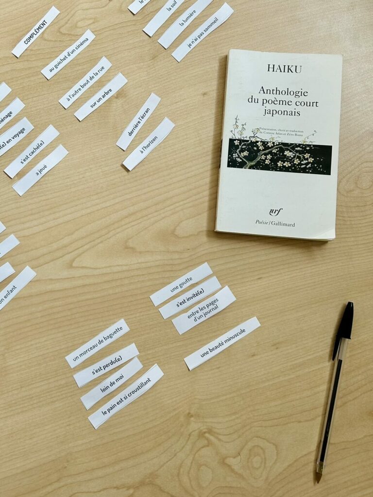reading and writing haikus in French class